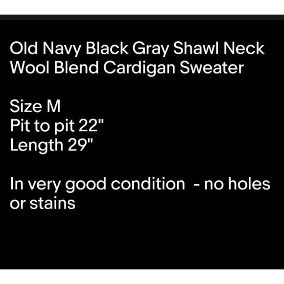 Mens Old Navy Black Gray Shawl Neck Wool Blend Cardigan Sweater Grandpa Sz M - Picture 7 of 7
